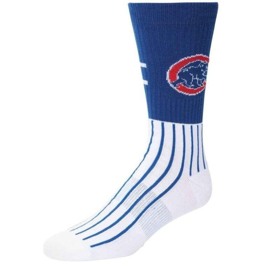 CHICAGO CUBS Men's Block Crew Socks‎ by PKWY SIZE LARGE (6-12)  NEW WITH TAG